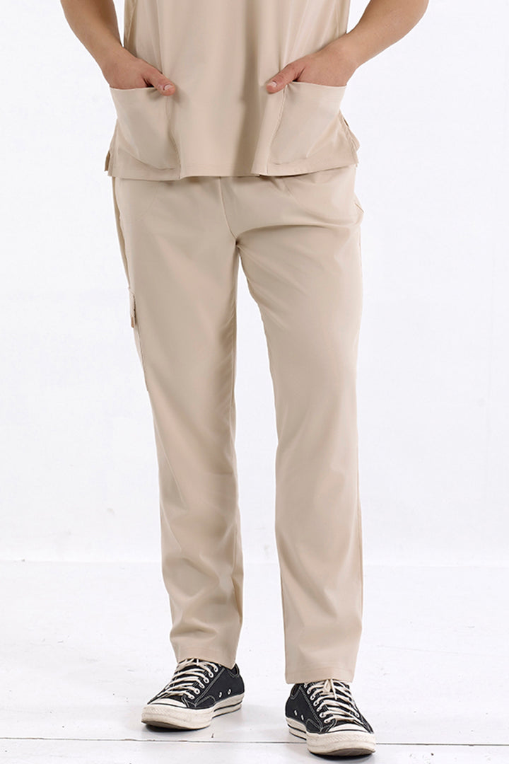 SNAPSM TEK ALT Kargo Cepli Klasik Likralı Unisex Cerrahi Pantolon Bej