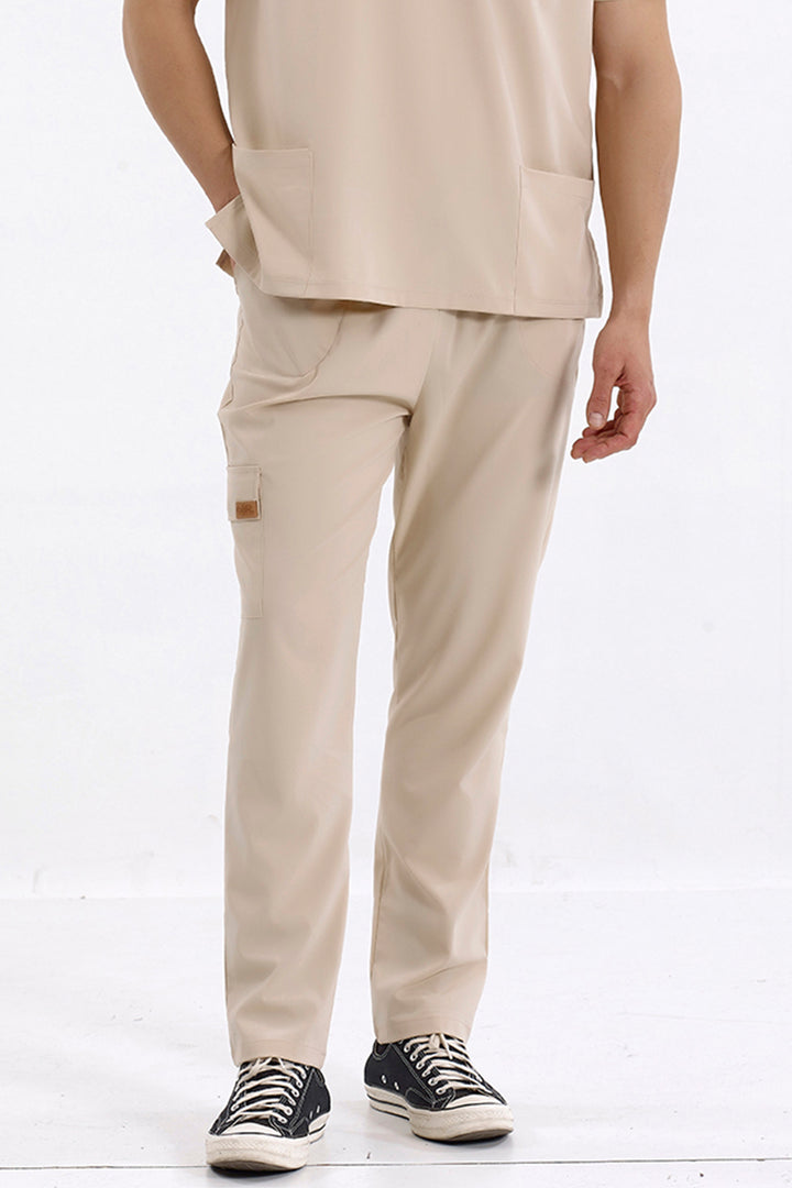 SNAPSM TEK ALT Kargo Cepli Klasik Likralı Unisex Cerrahi Pantolon Bej