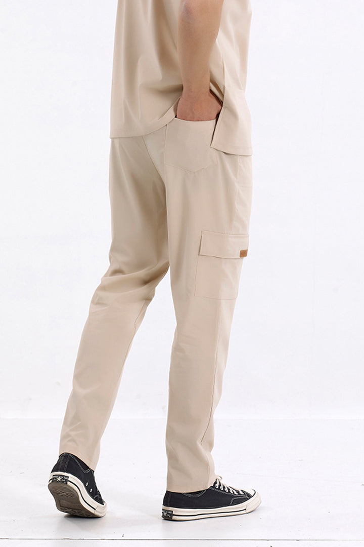 SNAPSM TEK ALT Kargo Cepli Klasik Likralı Unisex Cerrahi Pantolon Bej