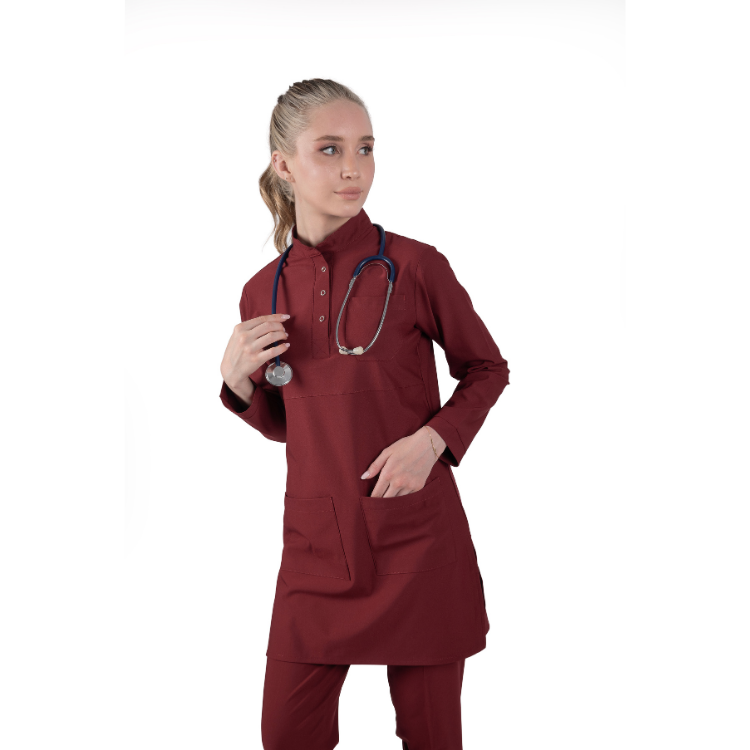 Tesettür Panda Flex Likralı Cerrahi Takım Bordo