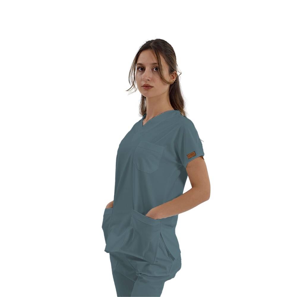 SCRUBLE FLEX | TEK ÜST Likralı Unisex Cerrahi Forma Goblin Mavi