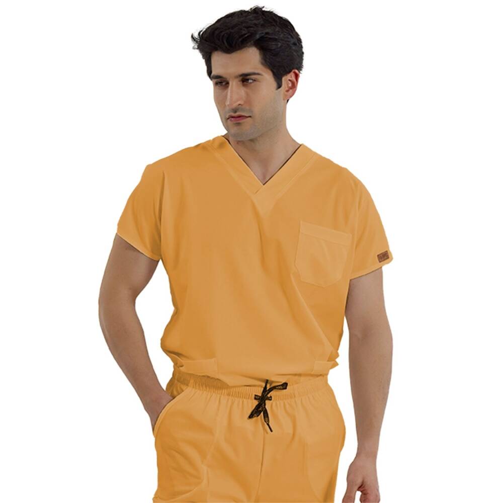 SCRUBLE FLEX | TEK ÜST Likralı Unisex Cerrahi Forma Sarı